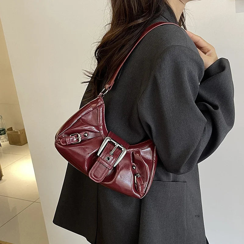 Y2K Retro Pleated Hobo Shoulder Bag for Women Hot Selling Maillard Style Underarm Bag Clutch Handbags for Travel Work Shopping