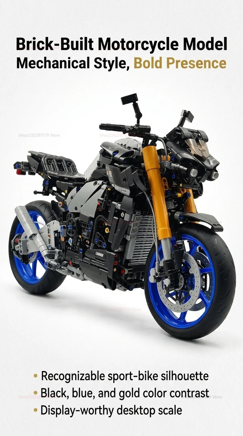 New 1478PCS Racing Motorcycle Building Blocks Kit for Adults DIY Speed Motorbike Model Educational Toy Gift Collectible for Boys