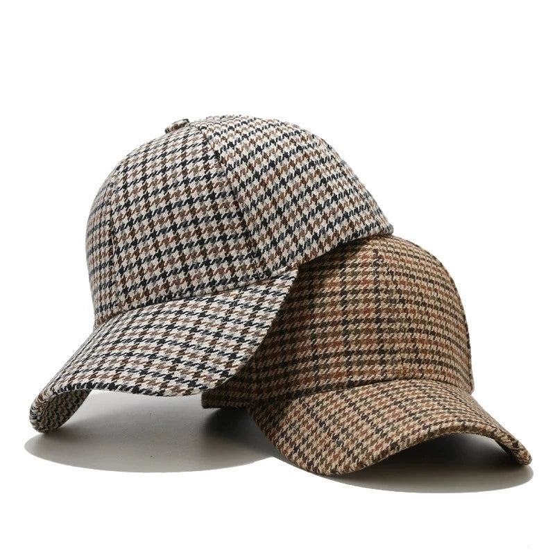Unisex Checkered Baseball Cap with Adjustable Strap