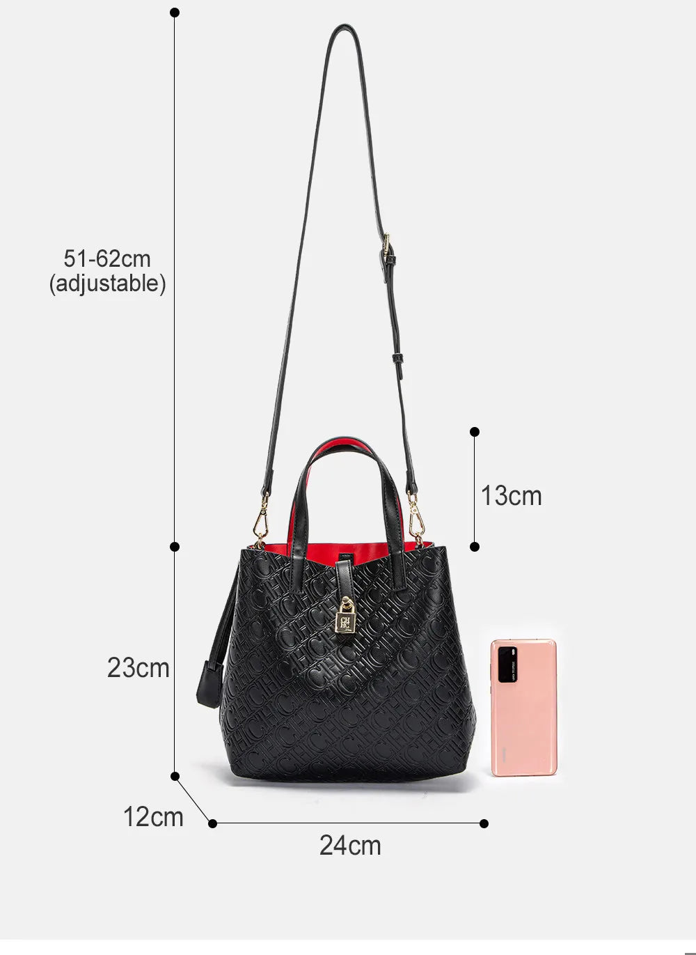 CH Fashion Brand Women's Handbag Large Capacity Casual Diagonal letter Silver Fox Is PU Leather Shoulder Bag