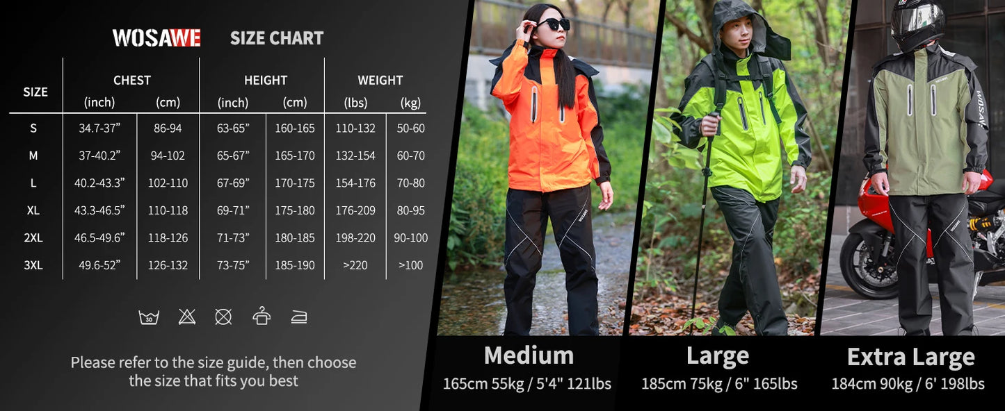 WOSAWE Unisex Waterproof Riding Rain Jacket | Reflective