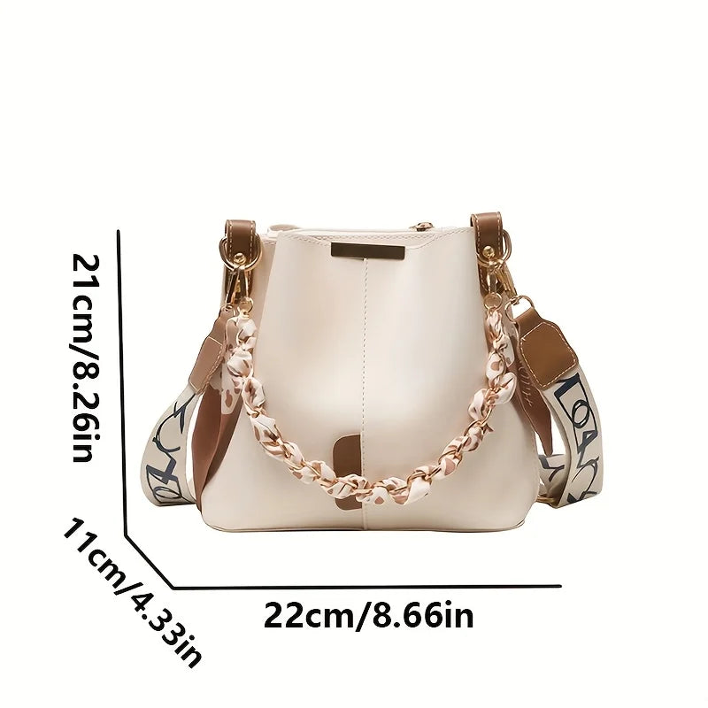 Ribbon Chain Large Capacity Bucket Bag