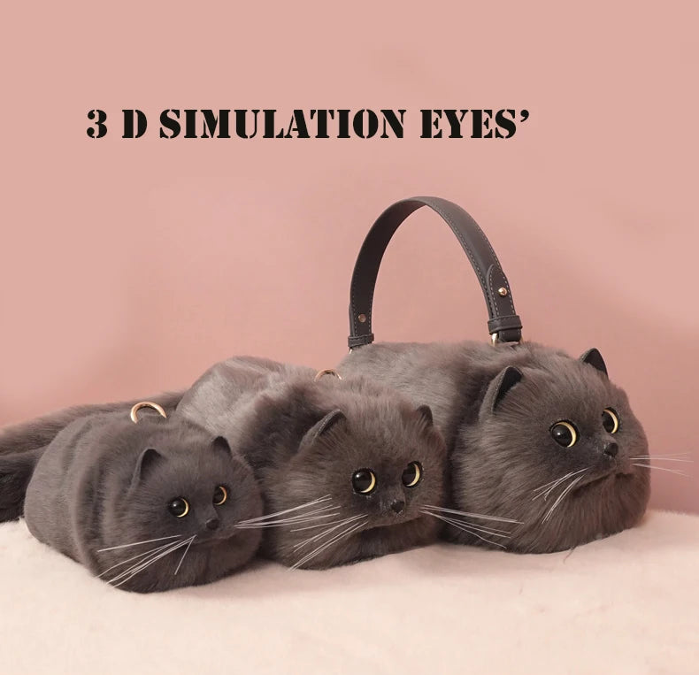 Gray Cat bag Messenger Bag versatile small and cute, fashionable bag Women's Cross bag autumn and winter design