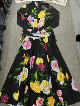 Floral Long-Sleeve Lapel Set