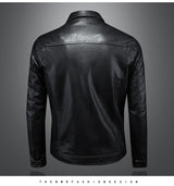 2024 Autumn and Winter New Men's Fashion Handsome with Solid Color Boutique Lapel Motorcycle Leather Coat Slim Fashion  M-5XL