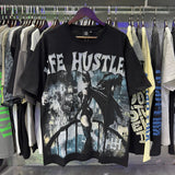 Oversized Rhinestone Cotton Crew Neck T-Shirt