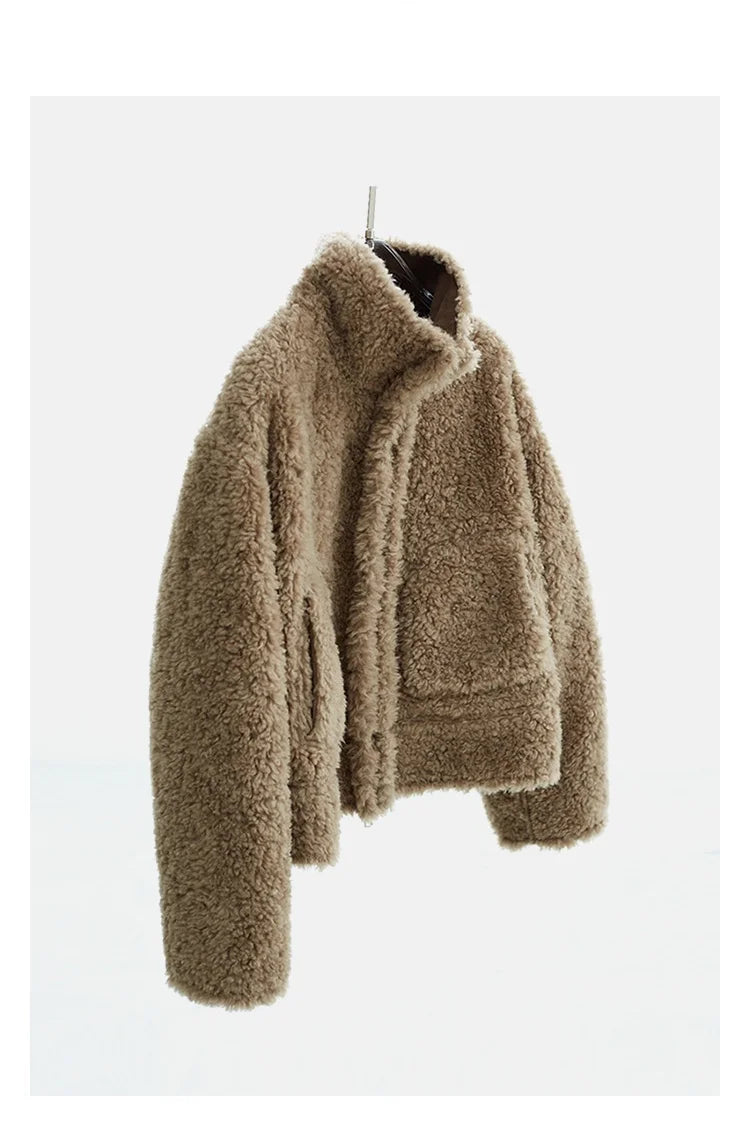 Teddy Style 100% Wool Coat~Women's Short Lazy Style Loose Jacket Autumn and Winter New Model 2025 Faux Fur
