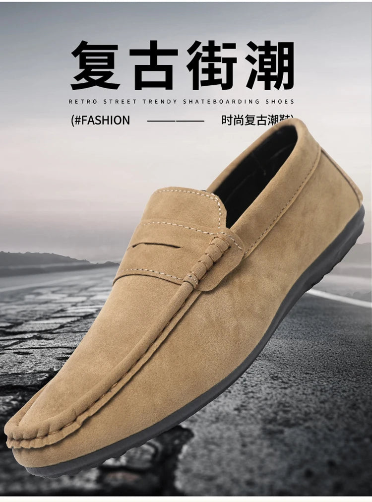 2026 Casual Men's Shoes Versatile Comfortable Work Shoes Driving Loafers Black, Grey, Khaki Three-Colour
