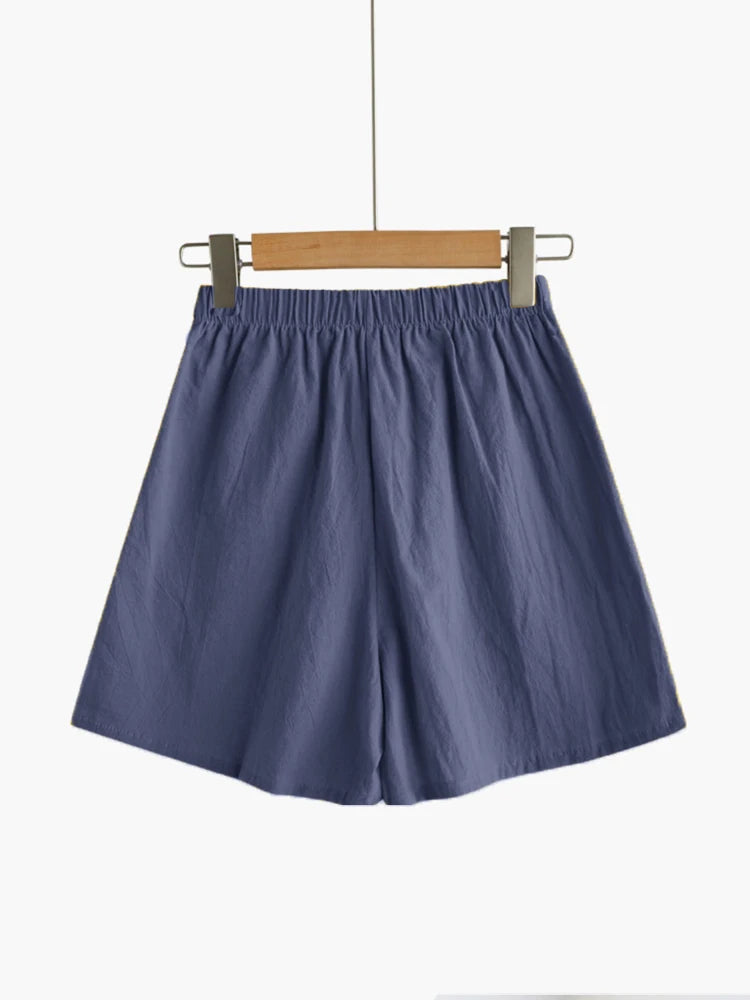 High-Waisted Linen-Style Bow Sash Shorts