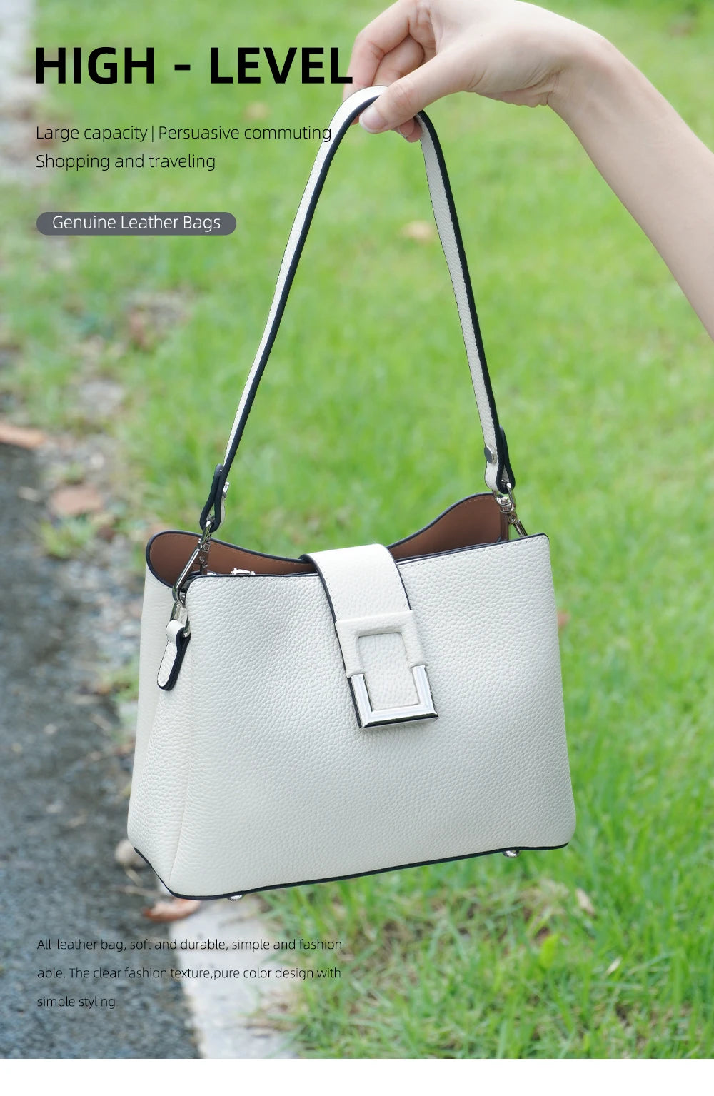 Zency Genuine Leather Bucket Shoulder Bag for Women