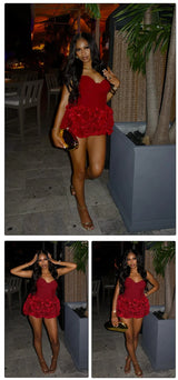 Structured Floral Mini Party Dress