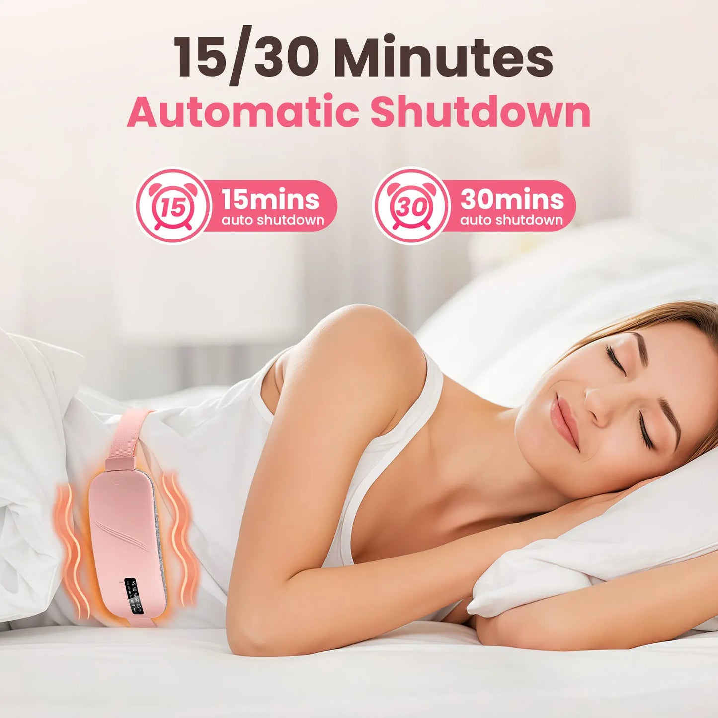 5-Mode Electric Heating & Vibration Waist Massage Belt – USA-Made Smart Menstrual Relief Pad for Period Cramps