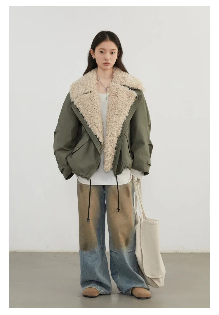 CHIC VEN Fashion Women Coats Loose Casual New Retro Motorcycle Cotton Jacket Thick Warm Female Overcoat Autumn Winter 2025