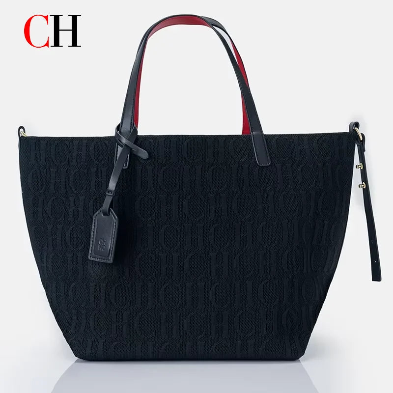 CH Woven Tote Bag – Vintage Style, Large Capacity