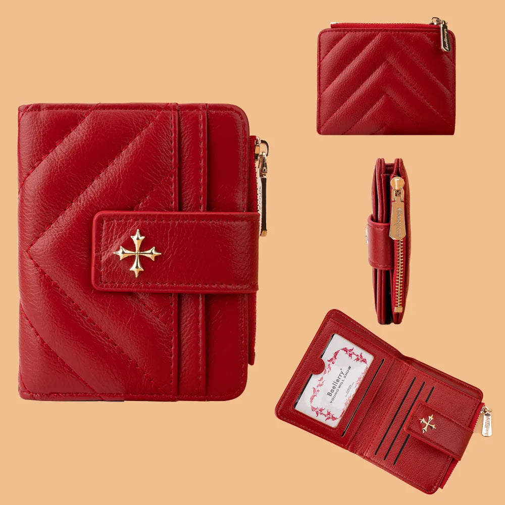 Baellerry New Short Simple Women Wallet High Quality Card Holder Buckle Zipper Coin Pocket Female Purses Small Women's Card Bag