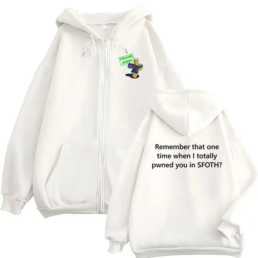 Blame John Meme Oversized Zip-Up Hoodie
