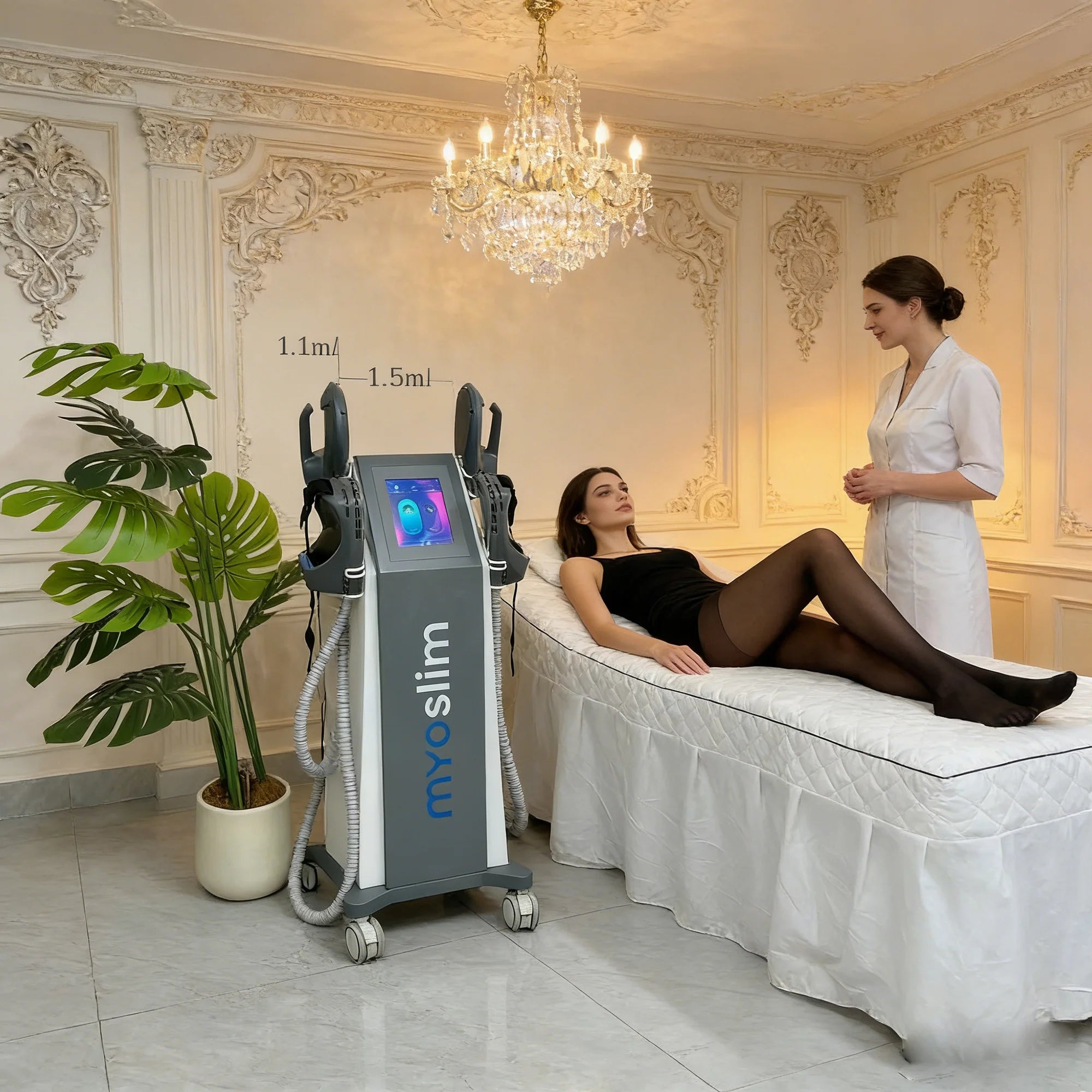 MYOslim  Electromagnetic Muscle Stimulator Professional Sculpt 6500W 5-Handle Pelvic Cushion for Fitness Equipment & Supplies