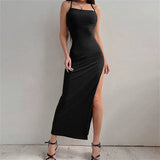 Women's Square-Neck Backless Sleeveless Ankle-Length Dress