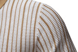 Men's Striped Mesh Polo – Contrast Panel, Breathable