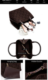 Trendy Solid-Color Women's Bucket Bag - Large Capacity Letter Print Design with Detachable Strap  Inner Card Pockets