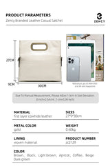Zency Vintage Genuine Leather Handbag for Women Large Capacity Brown Crossbody Designer Shoulder Bag 2026 Summer Beige Sac Bolsa