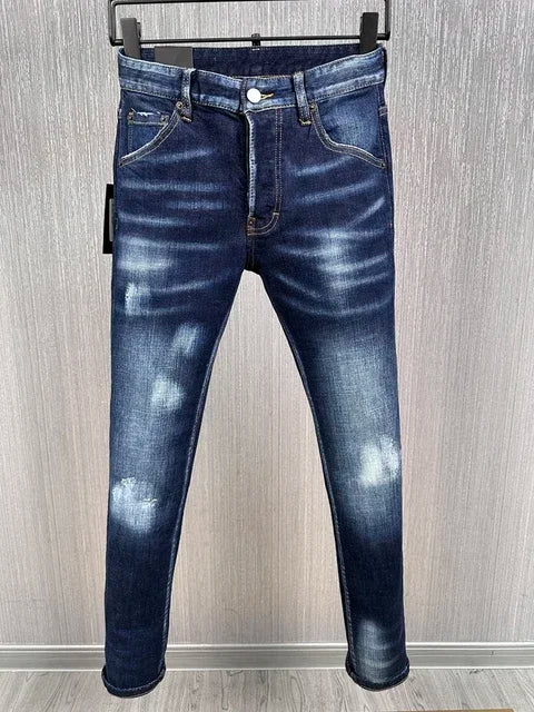 ICON BRAND D2 Men Jeans Denim Pants Hole Slim Pencil Trousers Metal Buttons Party Classics Fashionable Black DSQ2 JENAS
