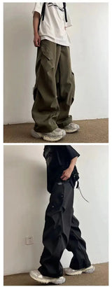Techwear Parachute Cargo Pants - Men's Hip Hop Wide Leg Streetwear