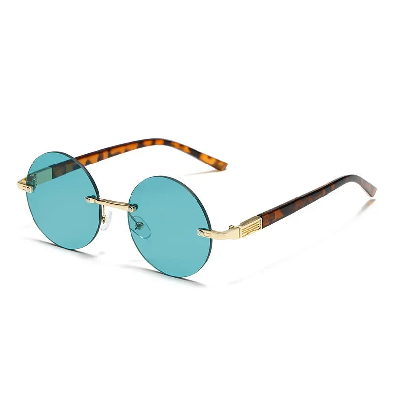 Rimless Round Sunglasses – UV400 Alloy Frame