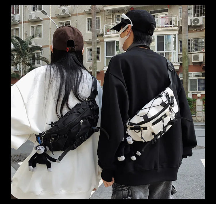 2024 Techwear Style Punk Hip Hop Single Shoulder Crossbody Bag Men Women Street Vintage Chest Bag Casual Sport Fanny Pack