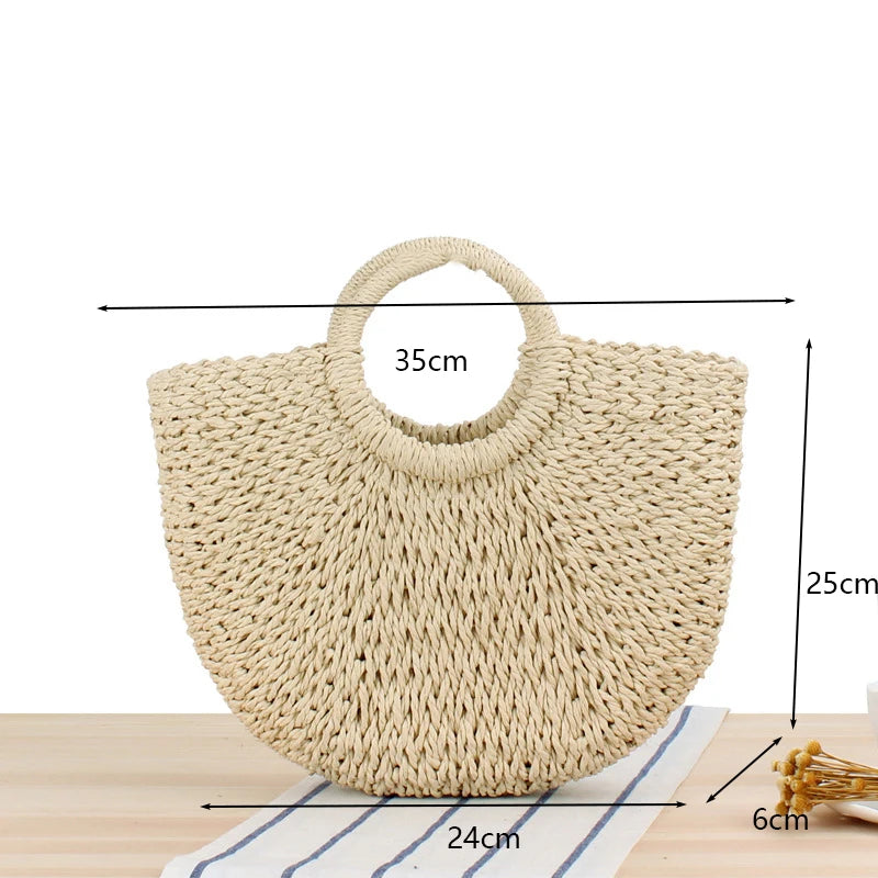 Women's Handmade Straw Tote Bag – Bohemian Beach Weave