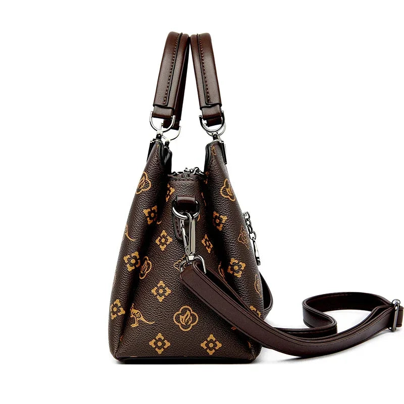 Luxury Handbag Fashion Print Large Capacity Soft Leather Women Shoulder Crossbody Bag Leisure Designer Ladies Purses and Handbag
