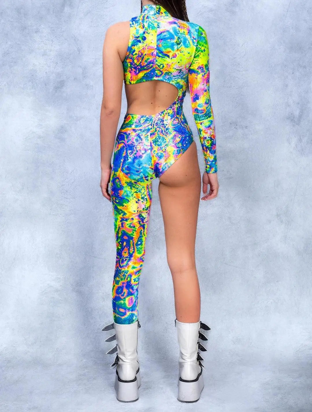 Women's Cyberpunk Rainbow Asymmetrical Bodysuit