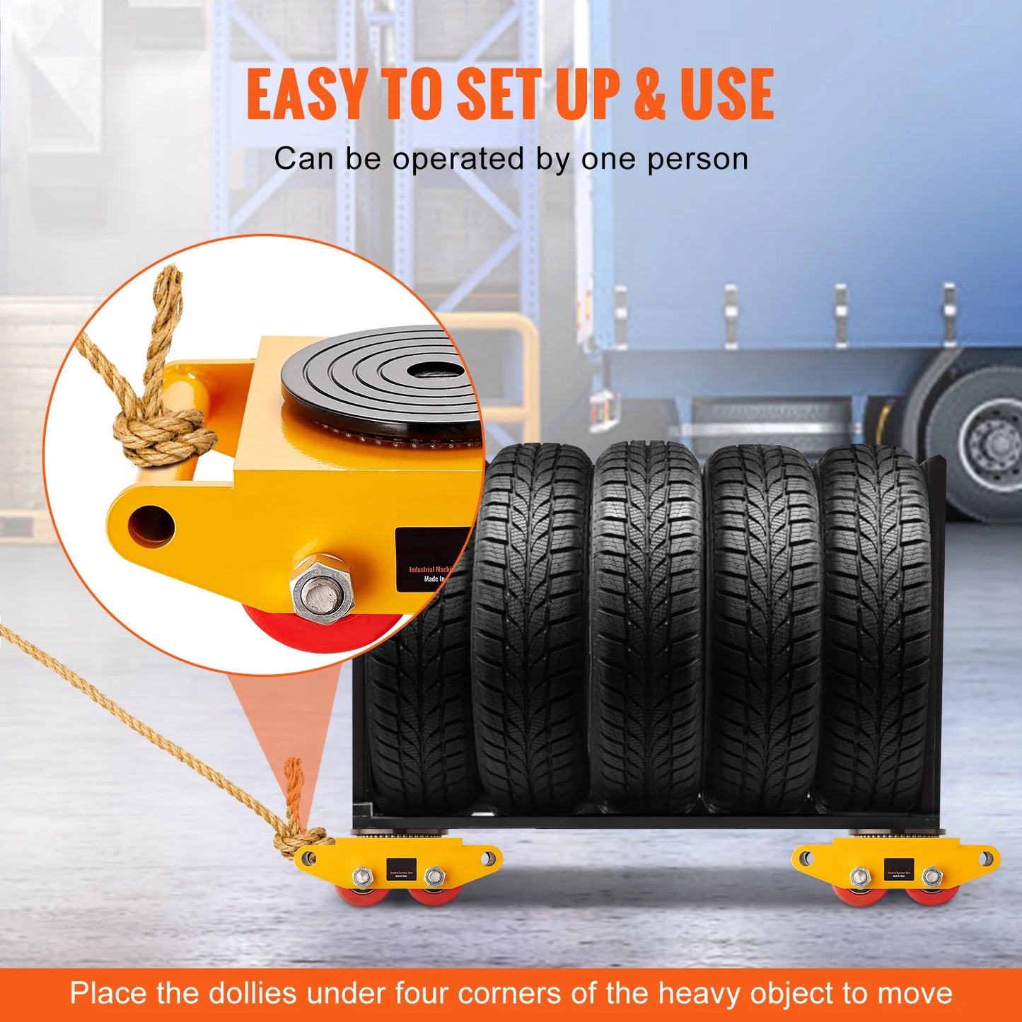 SucceBuy All-Steel Industrial Machinery Mover Pallet Trolley 6T Carrying Tank With 360 Degree Rotation for Transporting Cargo