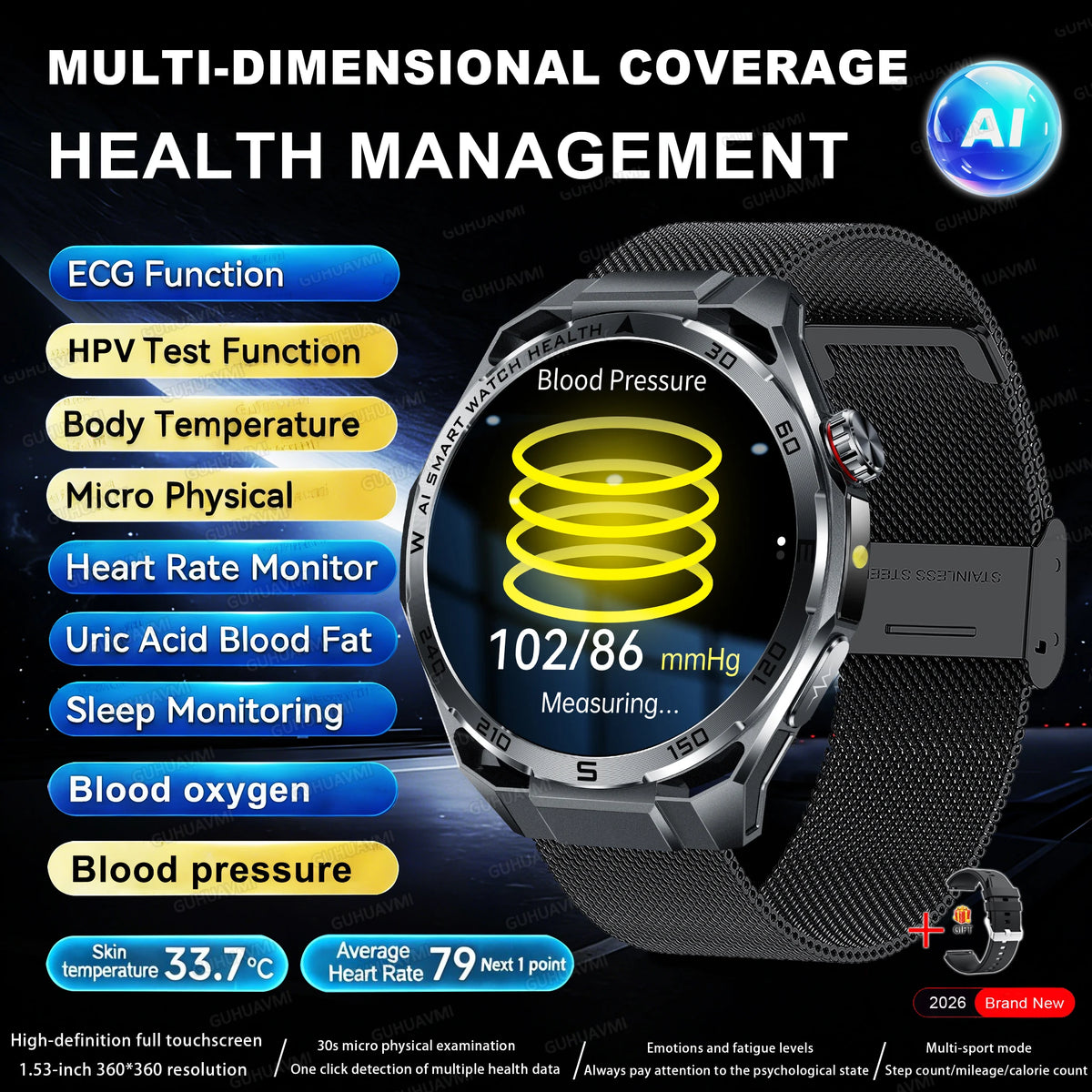 ECG+PPG Advanced Health Smart Watch for Men & Women