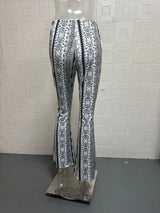 Printed Micro-Flare Slim Fit Leggings