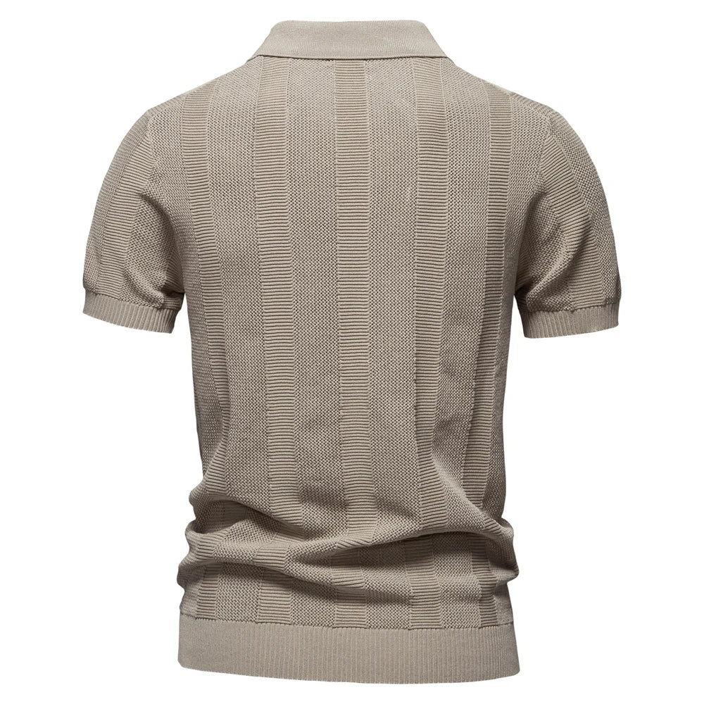 AIOPESON Men's Striped Mesh Polo Shirt | Breathable & Elegant