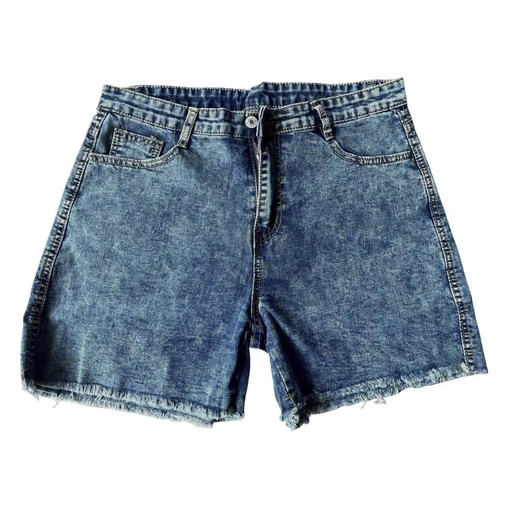 Women's High Waist Distressed Denim Shorts | Retro Slim Fit
