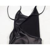 Sleek Faux Leather Bodycon Mini Dress | Backless Party Wrap
