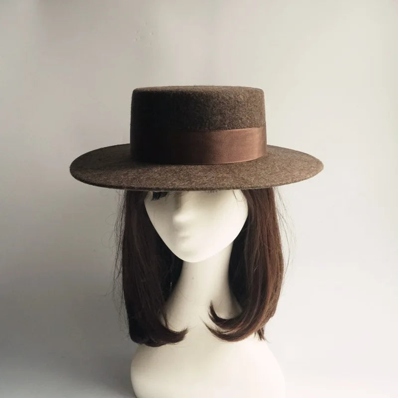Wool Felt Fedora & Boater Hat – Wide Brim, Unisex