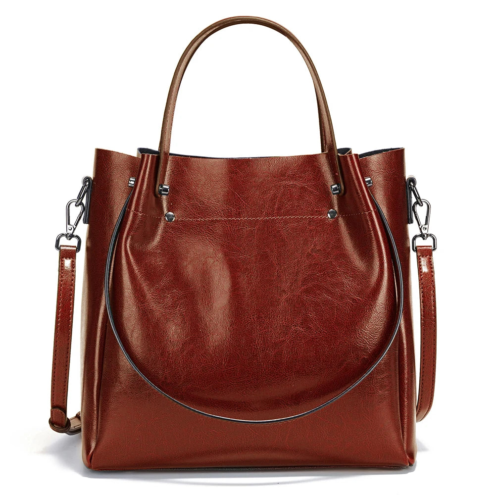 Zency Fashion Multifunctional Tote Handbag For Women 100% Genuine Leather Shoulder Crossbody Large Shopper Bag Underarm Red bag