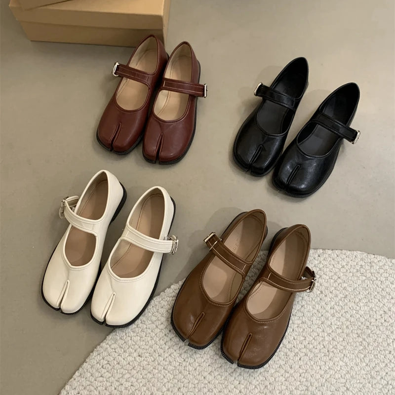SUOJIALUN Women's Split-Toe Mary Jane Flats