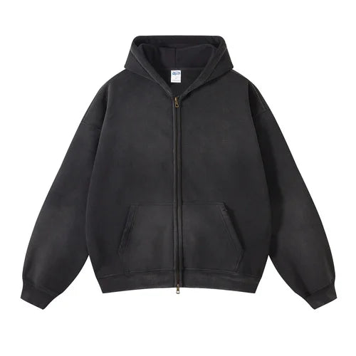 Men’s Oversized Tie-Dye Fleece Zip-Up Hoodie
