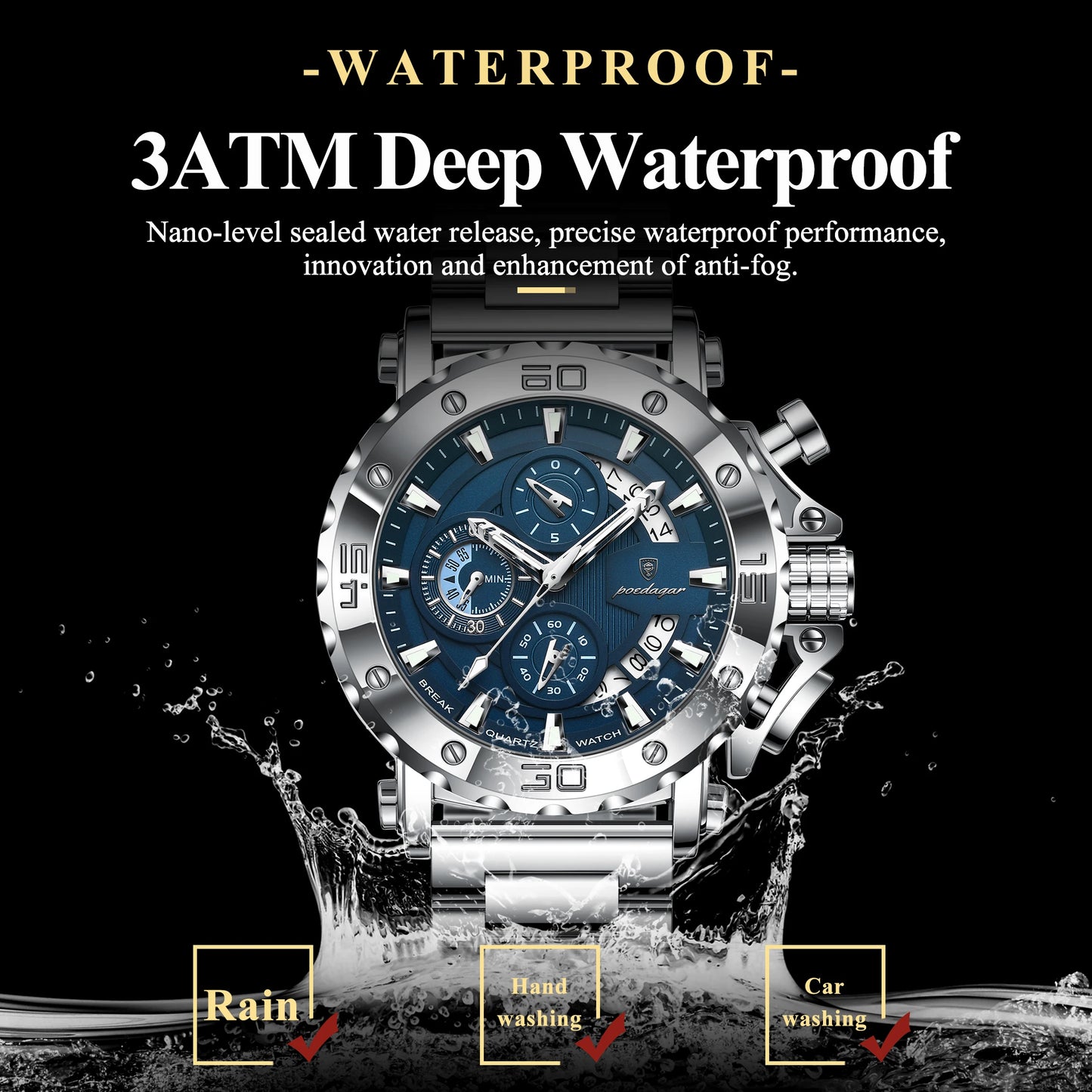 POEDAGAR 892 Luxury Men's Chronograph Watch