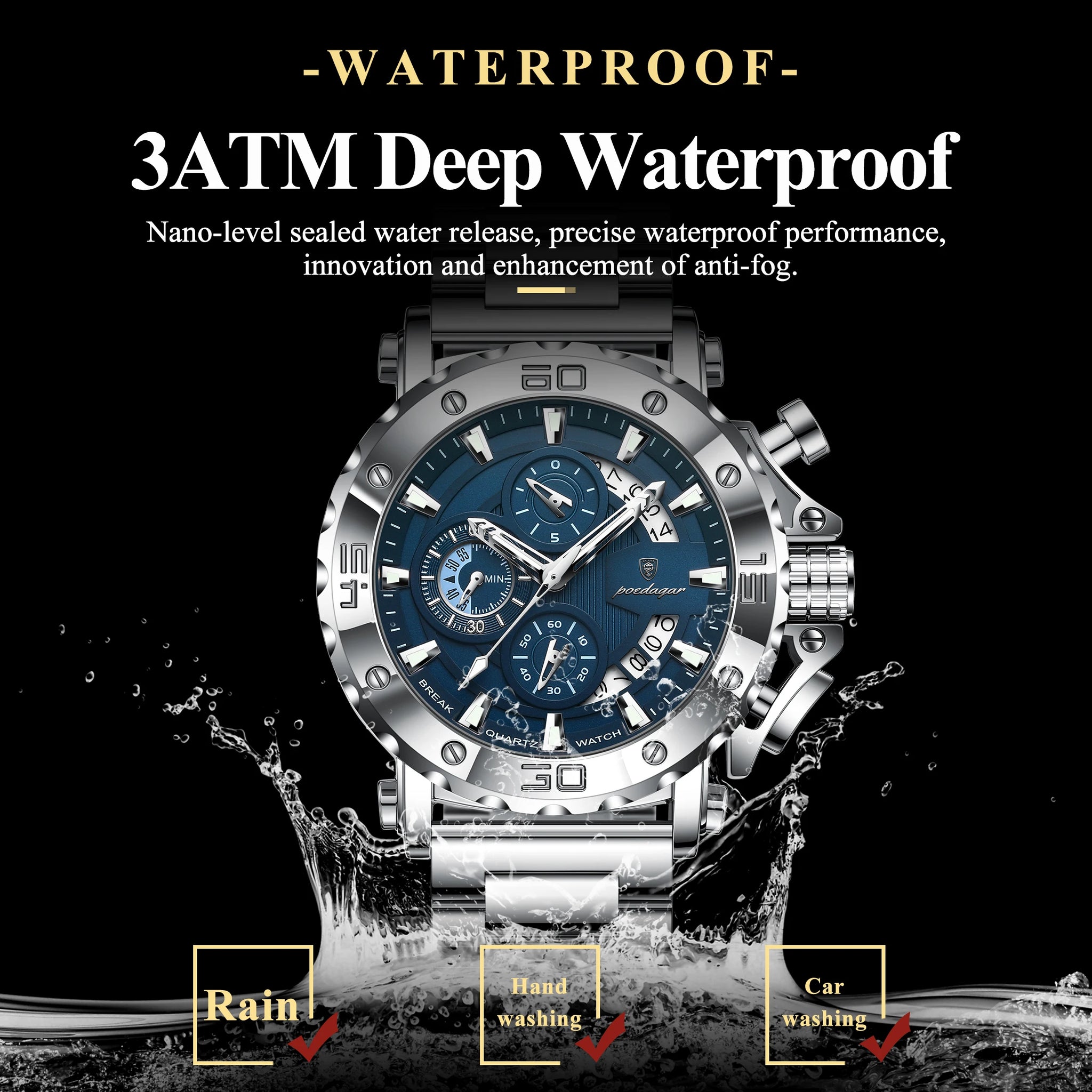 POEDAGAR 892 Luxury Men's Chronograph Watch