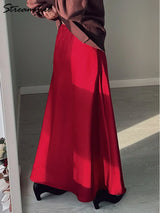 Women's Satin Maxi Skirt – Elegant Ankle-Length