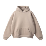 Cotton Baggy Fleece Hoodies for Men Solid Color Plush Pullovers Oversized Hooded Sweatshirt Autumn Winter Thick Clothes Unisex