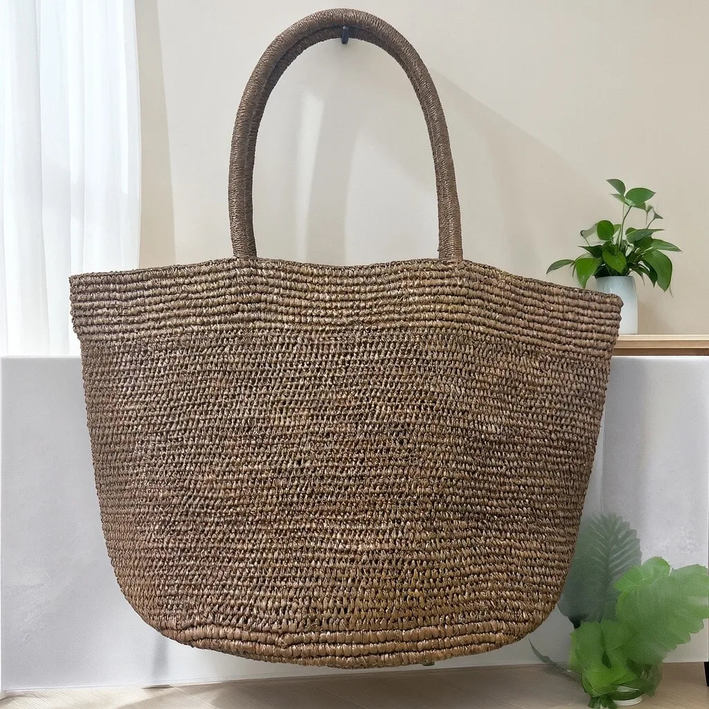 Fashionable Natural Rafia Grass Hand-woven Bag, Large Capacity, Lightweight, Versatile, Suitable for Daily Use, Women's Handbag