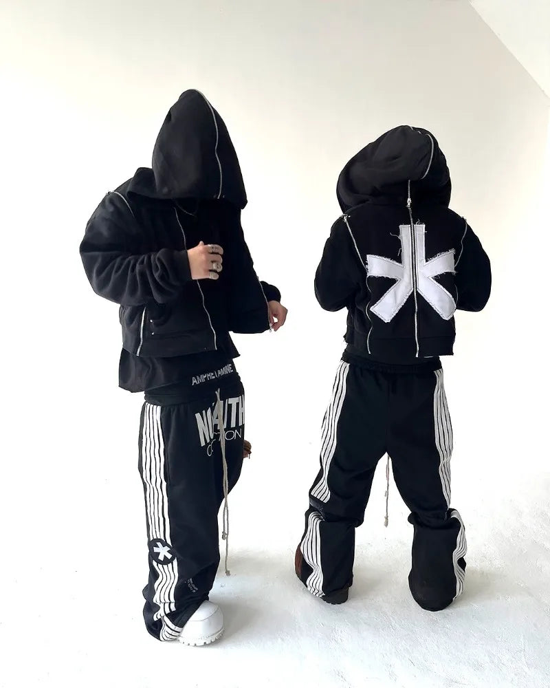 Y2K Gothic Striped Embroidered Streetwear Pants