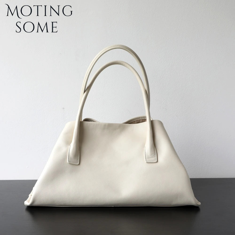 Motingsome Luxury Niche First-layer Cowhide Tote Bag Woman Large Capacity Shoulder Underarm Bag Casual Tote Big Handbag 2025 New