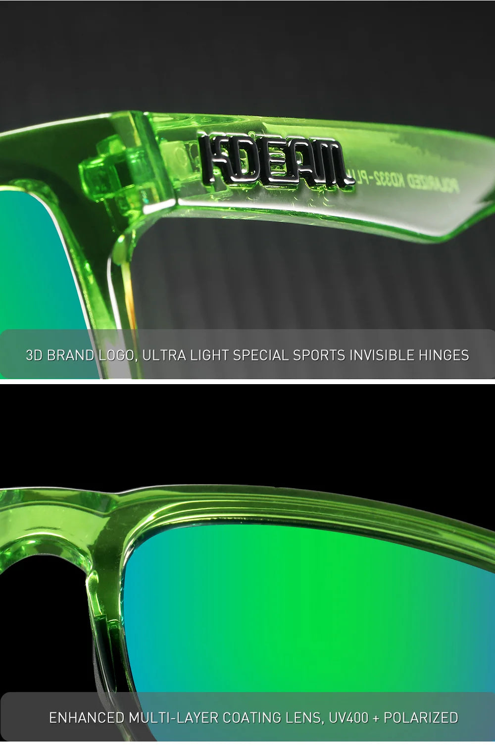 KDEAM Large Size Men's Sunglasses Polarized Photochromic Night Vision Goggles Oversized Sun Glasses With 154mm Width KD332 PLUS